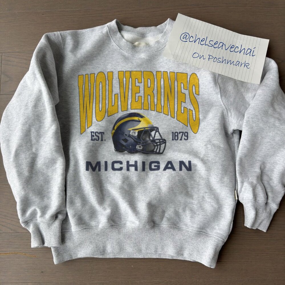 Vintage University of Michigan Wolverines Football Sweatshirt Michigan Shirt Tee